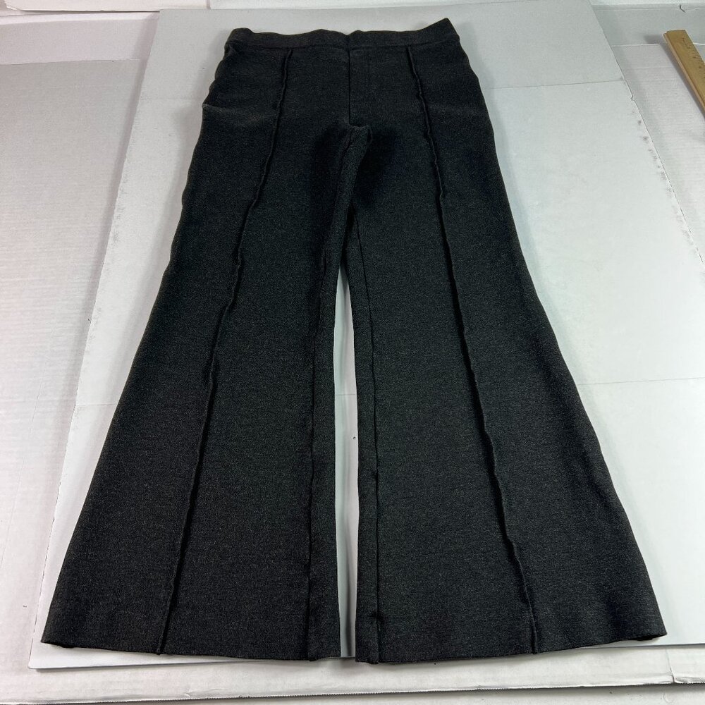 Spanx Super Smooth Pants Women's 27x26* Ponte Flare Crop Front Seam Black Tag M